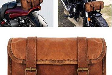 Classic Leather Motorcycle Brown Side Round bags for bike side storage with vintage design