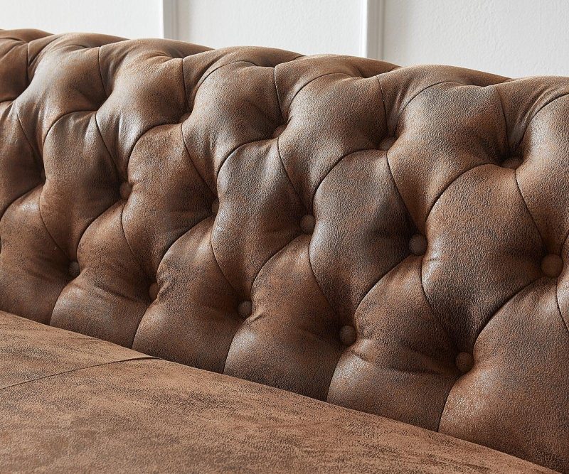 Craftshades Vintage Brown Chesterfield 3 Seater Sofa - Image 3