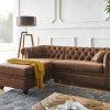 Craftshades Vintage Chesterfield Brown Ottoman Left - Image 2