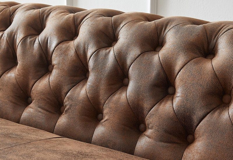 Craftshades Vintage Chesterfield Brown Ottoman Left - Image 3