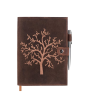 Craftshades Refillable Leather Journal Lined Notebook - Embossed Tree of Life, Handmade Genuine Leather Notebook for Men & Women with Pen Holder