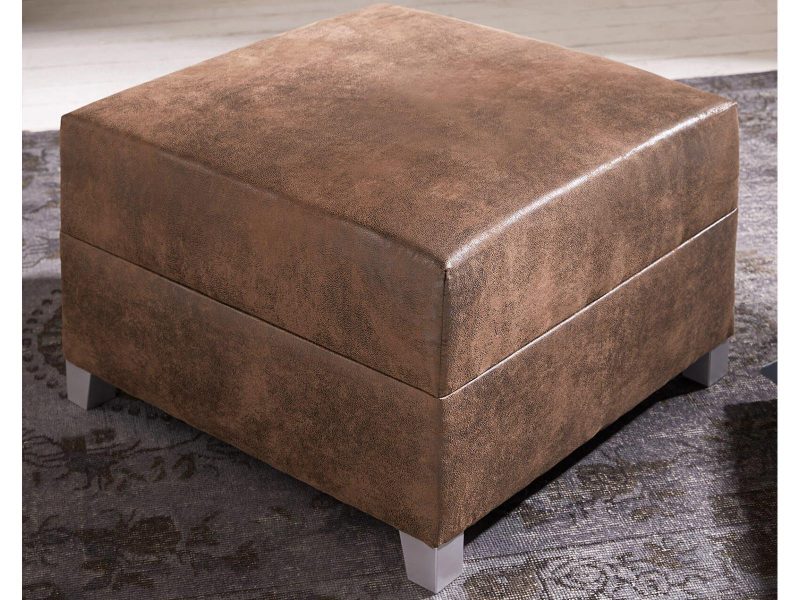 Craftshades Vintage Brown Buff Leather Ottoman