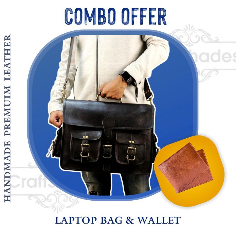 Craftshades Combo  - 4 Pockets Handcrafted Leather Bag& wallet | 100% Genuine Leather