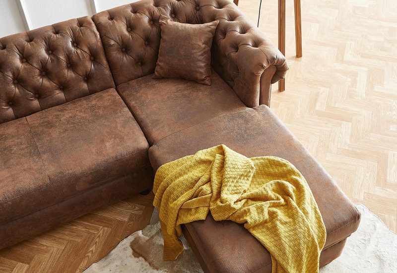 Craftshades Vintage Chesterfield Brown Ottoman Right - Image 6