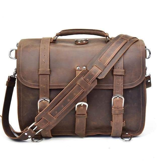 CraftShades 17 Inch oil Buff Leather Briefcase Laptop Messenger Bag ...