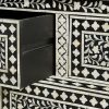 Bone Inlay Chest of 7 Drawers Floral Design in Black Color - Image 3