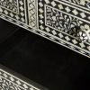 Bone Inlay Chest of 7 Drawers Floral Design in Black Color - Image 4