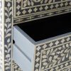 Bone Inlay Chest of 7 Drawers Floral Design in Grey Color - Image 3