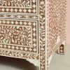 Bone Inlay Chest of 7 Drawers Floral Design in Brown Color - Image 4