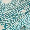Bone Inlay Chest of 7 Drawers Floral Design in Teal Green Color - Image 5