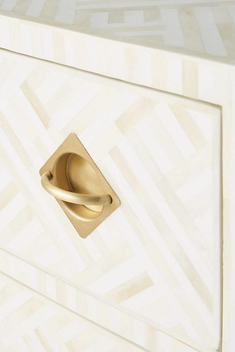 Bone Inlay Optical Inlay Chest of 9 Drawers in White - Image 4
