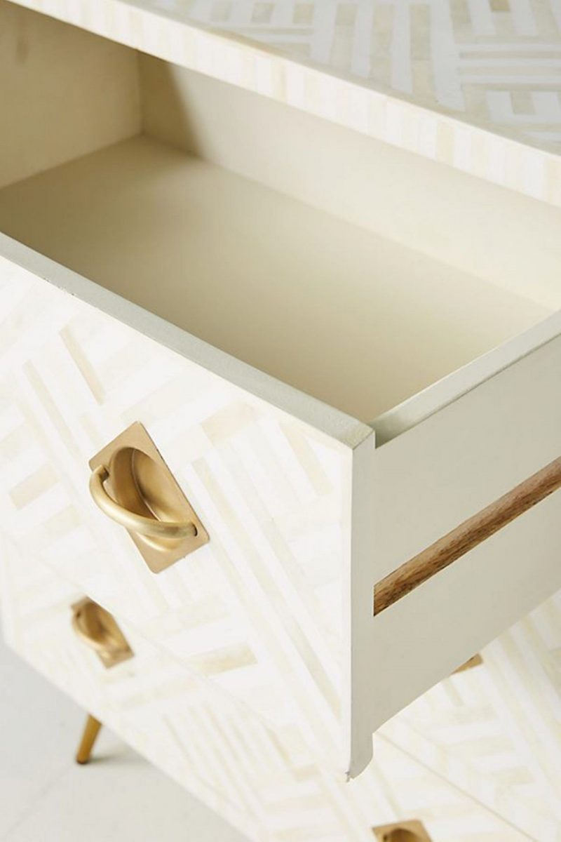 Bone Inlay Optical Inlay Chest of 9 Drawers in White - Image 5