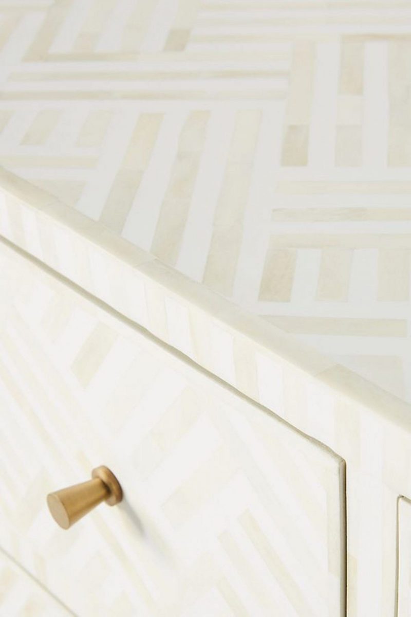 Bone Inlay Optical Inlay Chest of 9 Drawers in White - Image 6