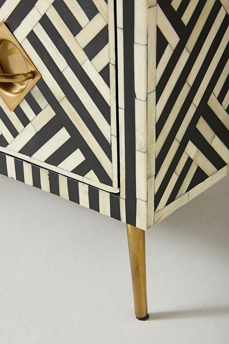 Bone Inlay Optical Inlay Chest of 9 Drawers in Black - Image 7