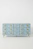 Bone Inlay Optical Inlay Chest of 9 Drawers in Sky Blue