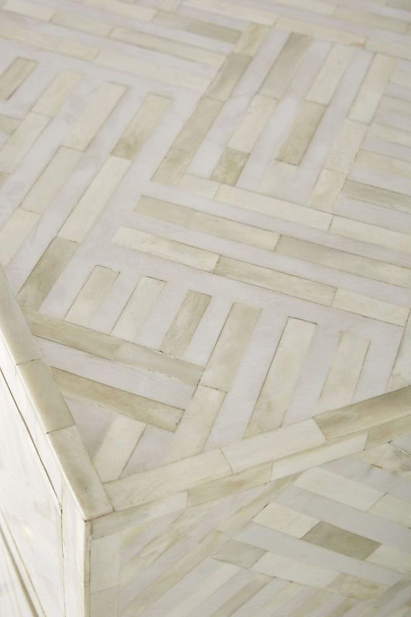 Bone Inlay Chest of 3 Drawers Stripe Line design in White Color - Image 5