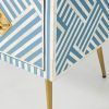 Bone Inlay Chest of 3 Drawers Stripe Line design in Sky Blue Color - Image 7