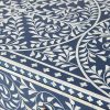 Bone Inlay Chest of 6 Drawers Floral Design in Indigo Blue Color - Image 5