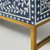 Bone Inlay Chest of 6 Drawers Floral Design in Indigo Blue Color - Image 7