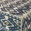 Bone Inlay Chest of 6 Drawers Ikat Design Table in Indigo Blue Color - Image 3
