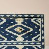 Bone Inlay Chest of 6 Drawers Ikat Design Table in Indigo Blue Color - Image 4