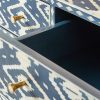 Bone Inlay Chest of 6 Drawers Ikat Design Table in Indigo Blue Color - Image 5