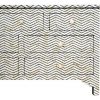 Bone Inlay Chest of 7 Drawers Chevron Design in Grey Color - Image 4