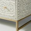 Bone Inlay Chest of 6 Drawers Floral Design in Grey Color - Image 4