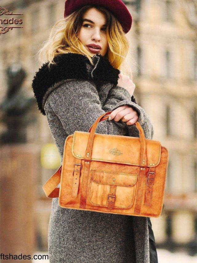 Handcrafted Leather Women’s with pocket Tote Bag
