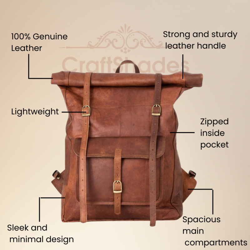 Craftshades –leather bags Spacious main compartments | 100% Genuine Leather - Image 8