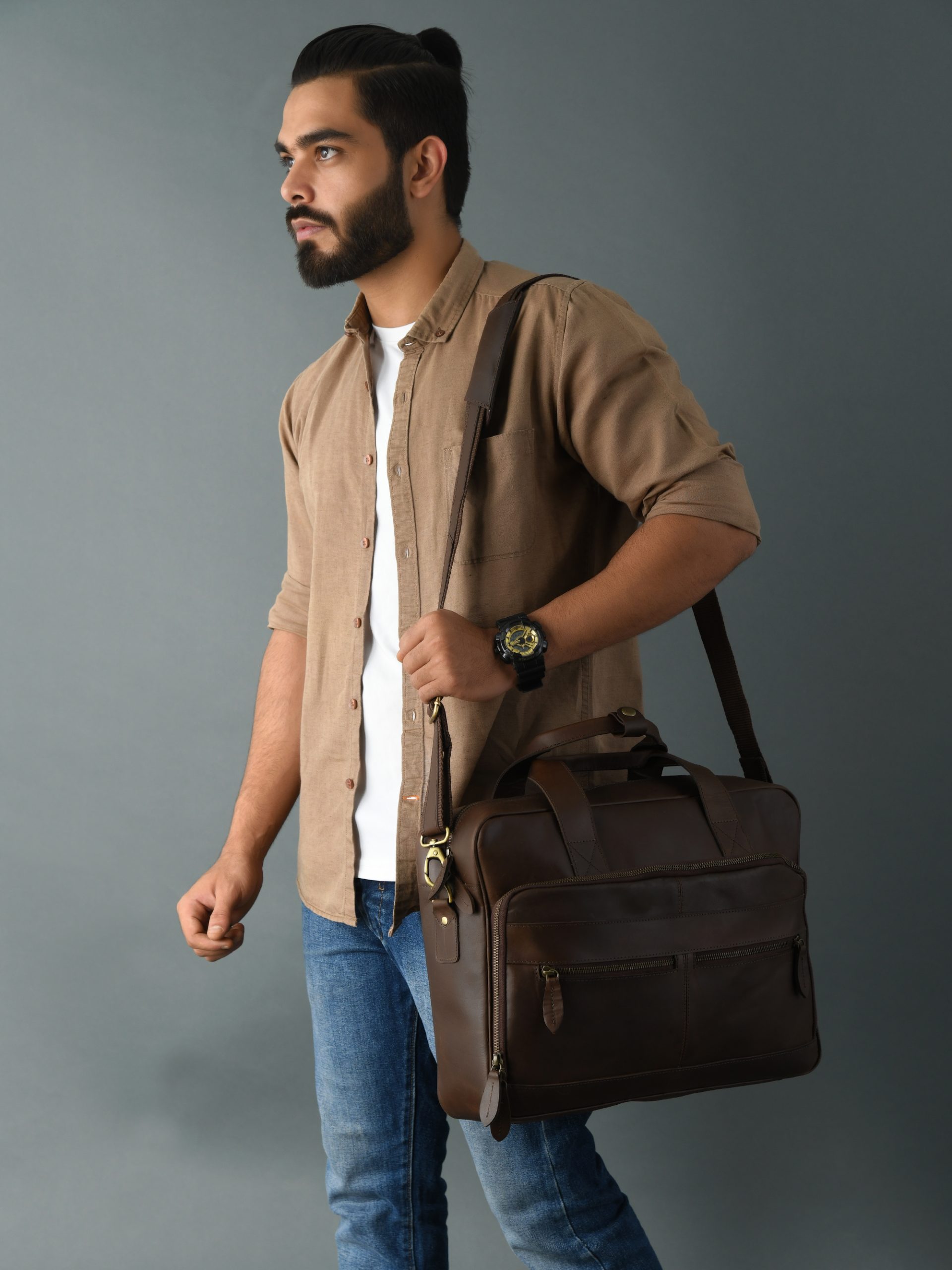 CraftShades buffalo leather Laptop bag - CraftShades