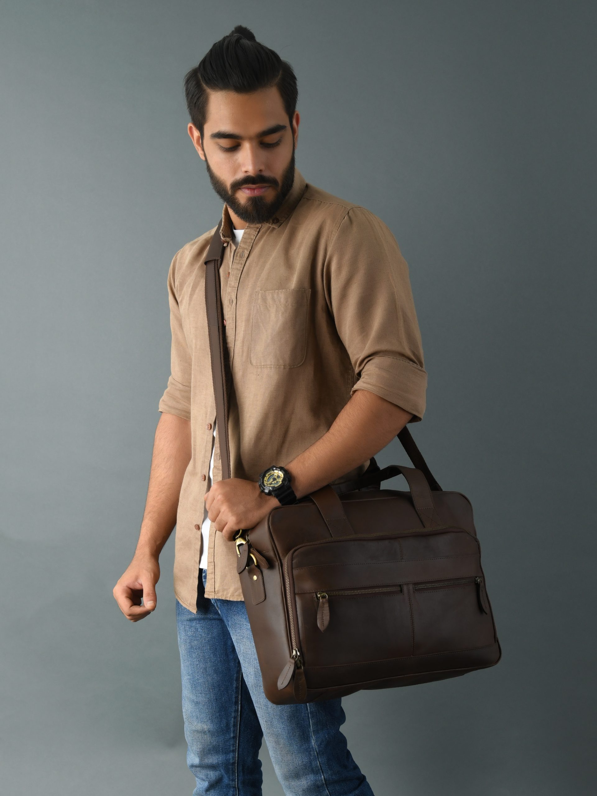 CraftShades buffalo leather Laptop bag - CraftShades