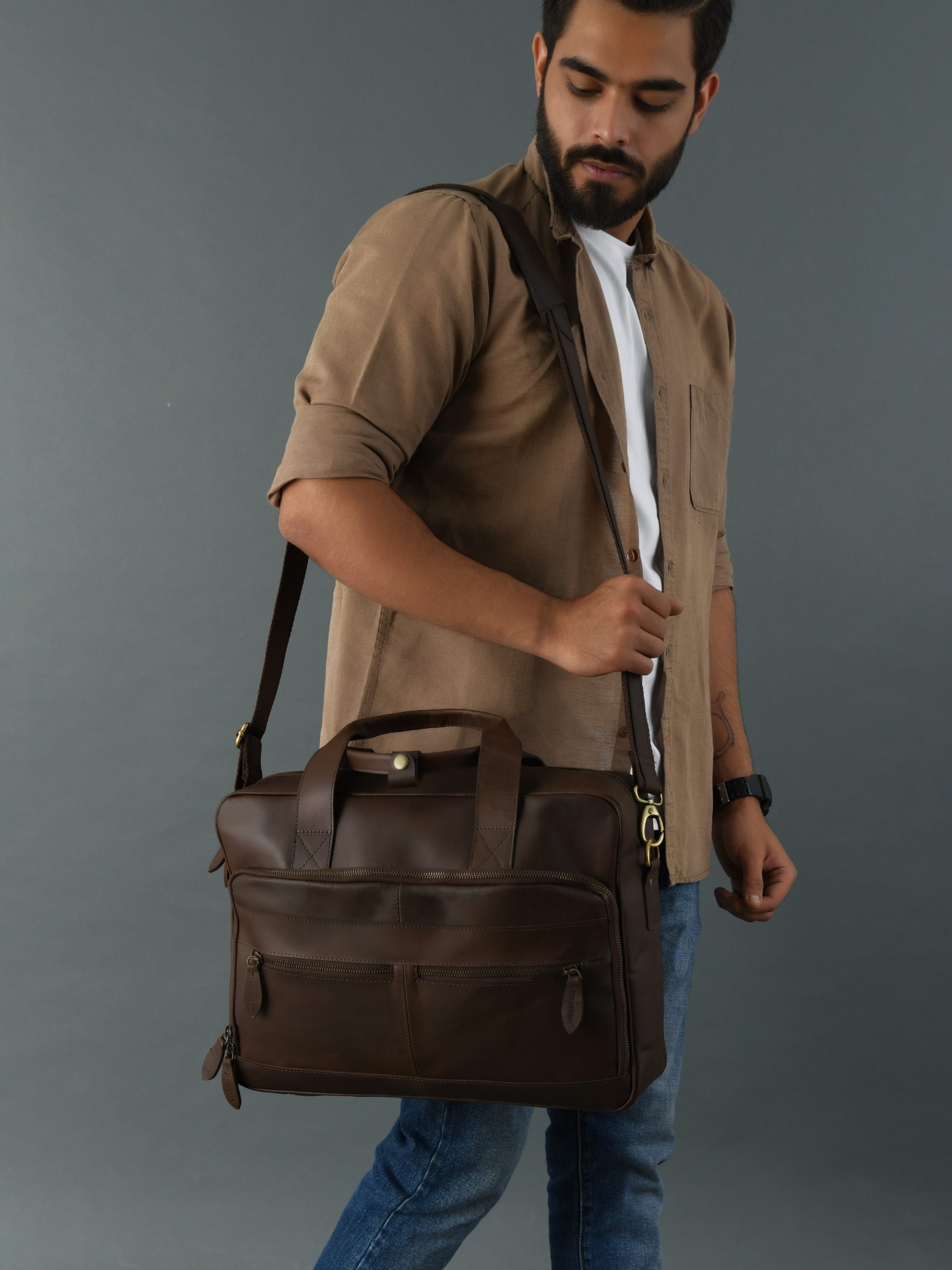 CraftShades buffalo leather Laptop bag - CraftShades