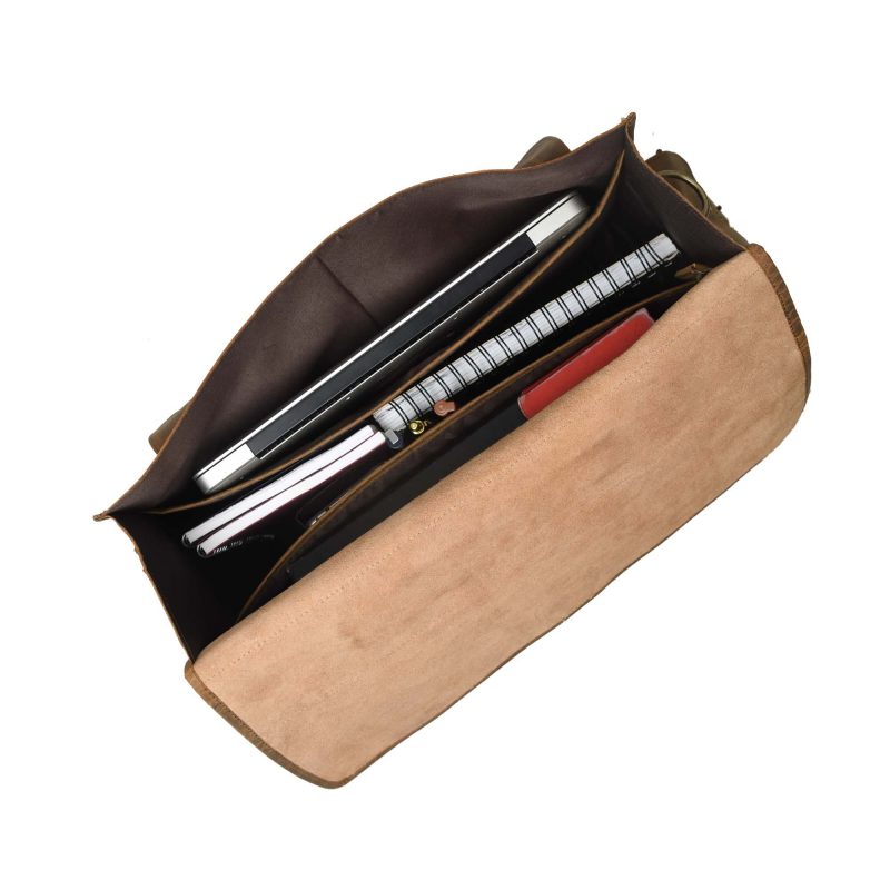 CraftShades- 16 Inch buffalo leather Messenger laptop bag| 100% Genuine Leather - Image 4