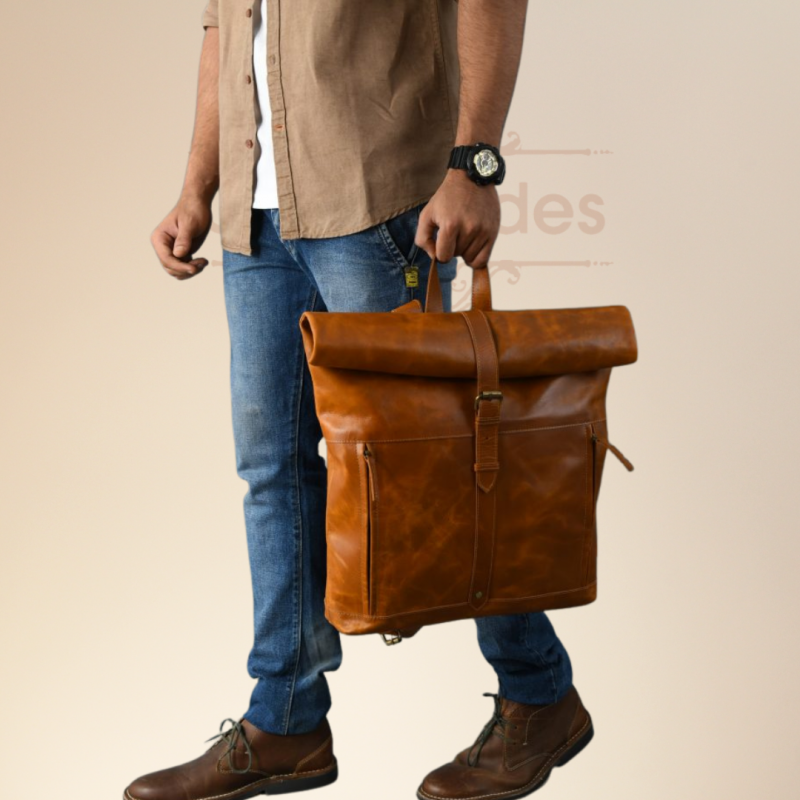 CraftShades-13*18 Inch buffalo leather backpack Unisex For Girls And Boys | 100 Genuine Leather - Image 4