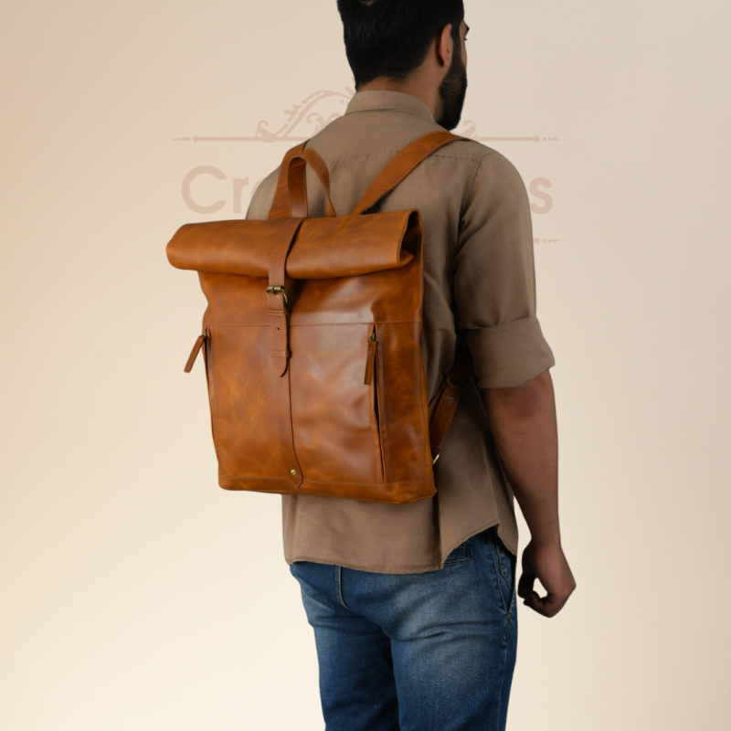 CraftShades-13*18 Inch buffalo leather backpack Unisex For Girls And Boys | 100 Genuine Leather - Image 5