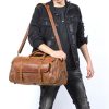 22 inch Buffalo Leather Duffle Bag with Shoes Compartment - Image 2