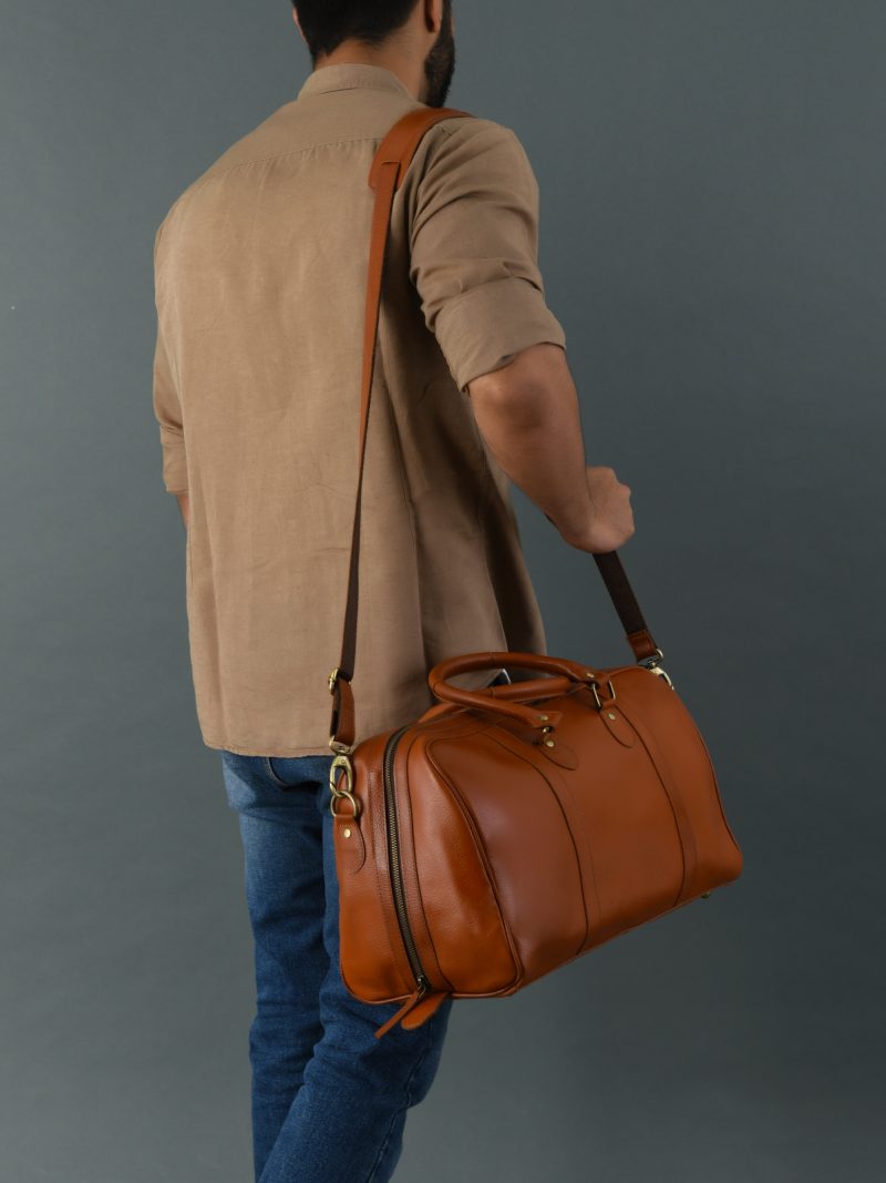 Craftshades Vintage Leather men’s Travel Duffle luggage Bag Brown - Image 3