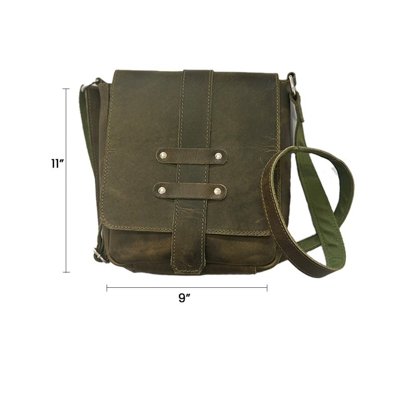 Craftshades -9 inches Green Colour Buffalo Leather Sling Bag | 100% Genuine Leather - Image 6