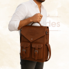 Craftshades – 11 x 15 x 3 Inch 4 Pockets Dark Brown Handcrafted Leather Backpack | 100% Genuine Leather - Image 3