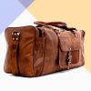 Craftshades -  20 inch 3 Outer Pockets (Expandable) Edge Handcrafted Duffle Goat Leather Bag | 100% Genuine Leather - Image 2