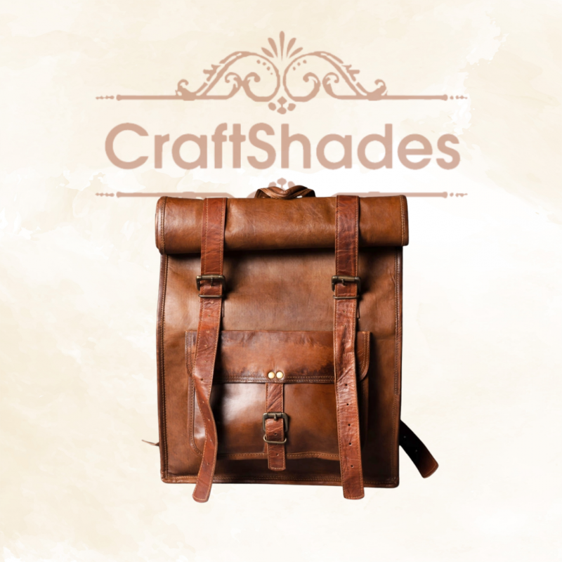 Craftshades - 12 x 16 x 20 Inch 100% Genuine Roll Leather Shoulder Backpack | Unisex - Image 4
