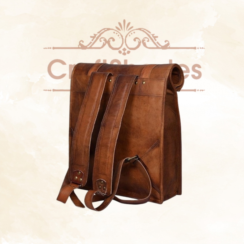 Craftshades - 12 x 16 x 20 Inch 100% Genuine Roll Leather Shoulder Backpack | Unisex - Image 5