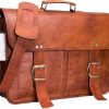 Craftshades – 15 Inch Double Strip Handcrafted Messenger Goat Leather Bag (Brown) | 100% Genuine Leather - Image 2