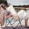 CraftSades Handcrafted buffalo Leather Butterfly Chair, Handmade chair, foldable chair, White Colour Combo (Pack of 2) - Image 2