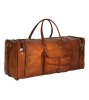 Craftshades -  20 inch 3 Outer Pockets (Expandable) Edge Handcrafted Duffle Goat Leather Bag | 100% Genuine Leather