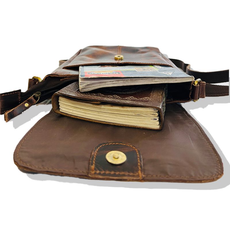 Craftshades -9 inches Brown Colour Buffalo Leather Sling Bag | 100% Genuine Leather - Image 4
