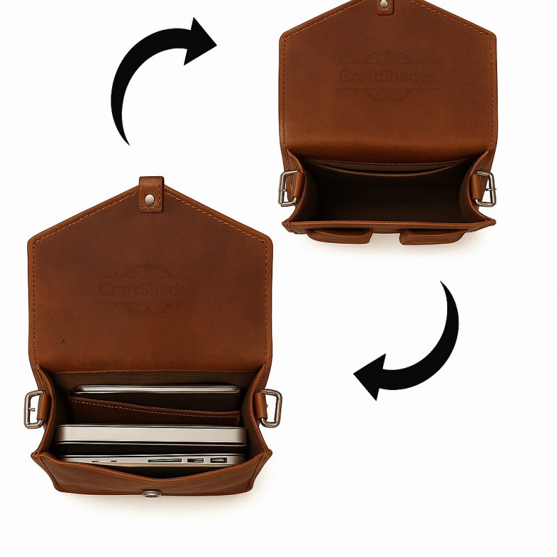 Craftshades – 11 x 15 x 3 Inch 4 Pockets Dark Brown Handcrafted Leather Backpack | 100% Genuine Leather - Image 3