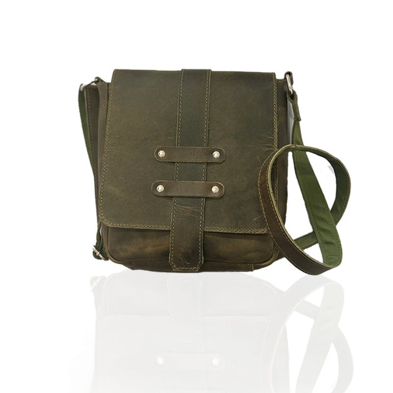 Craftshades -9 inches Green Colour Buffalo Leather Sling Bag | 100% Genuine Leather