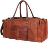 Craftshades -  20 Inch 3 Compartments (Expandable) Handcrafted Duffle Goat Leather Bag (Brown) | 100% Genuine Leather